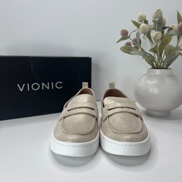 Vionic Uptown Leather Slip On Loafer Shoe Gold I6609L4701 Women's 6 M NWB - Picture 3 of 9